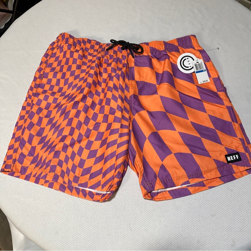 NEFF Men’s Standard Daily Hot Tub Board Shorts Size XL Orange Purple NEW